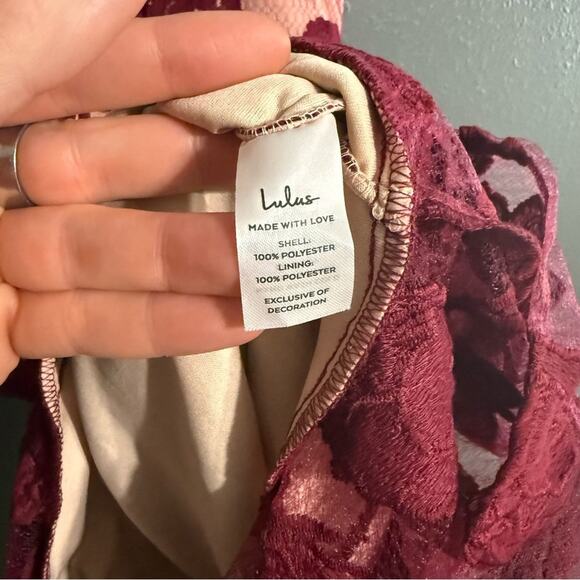 Lulu's Alluring Dream Floral Embroidered Mesh Lace Midi Dress Size S - Picture 10 of 10